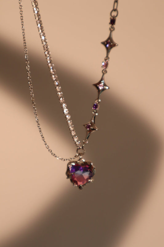Platinum Plated Gradient Heart Necklace
