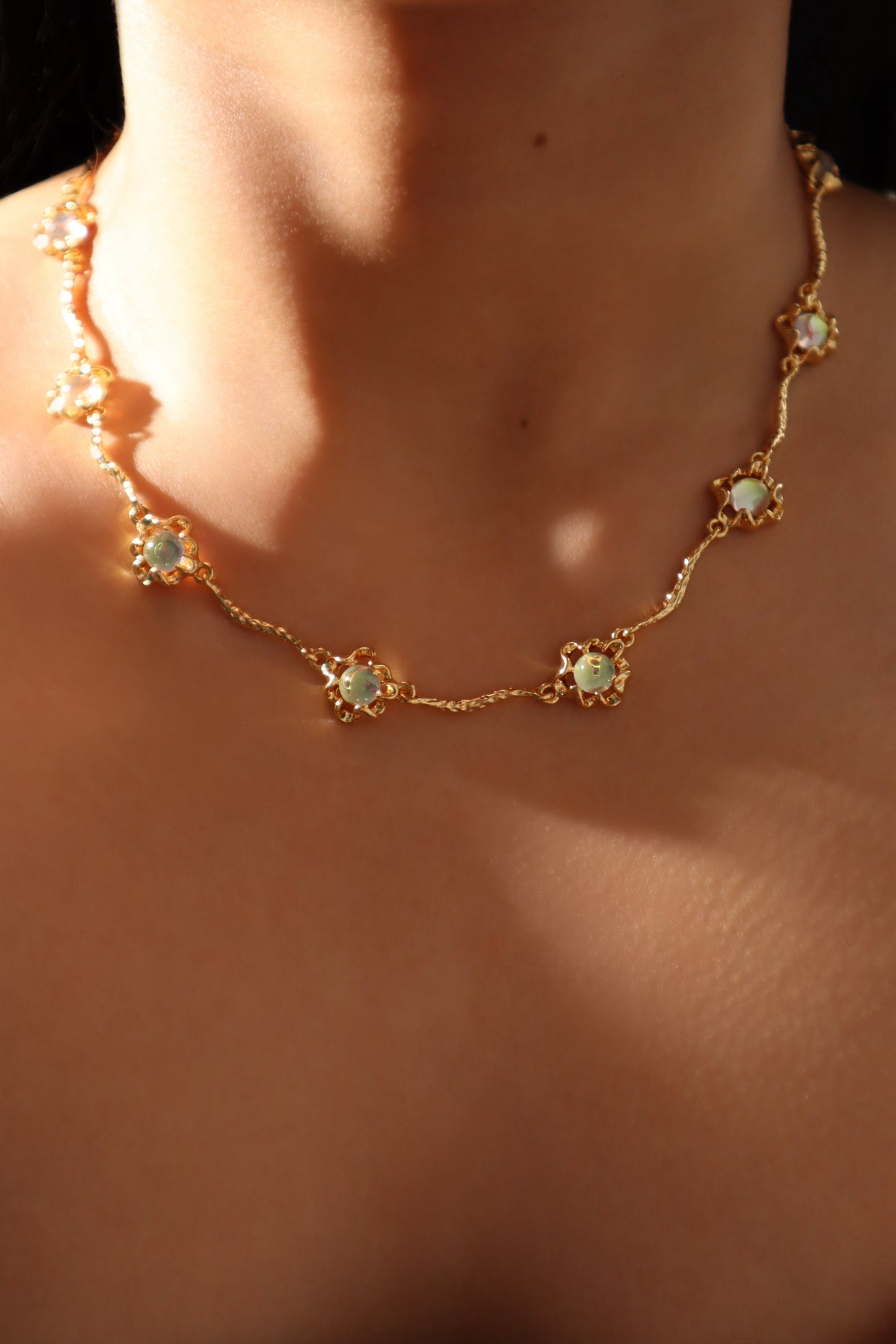 18K Real Gold Plated Multi Opal Necklace