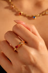 20K Real Gold Plated Color Gem Ring