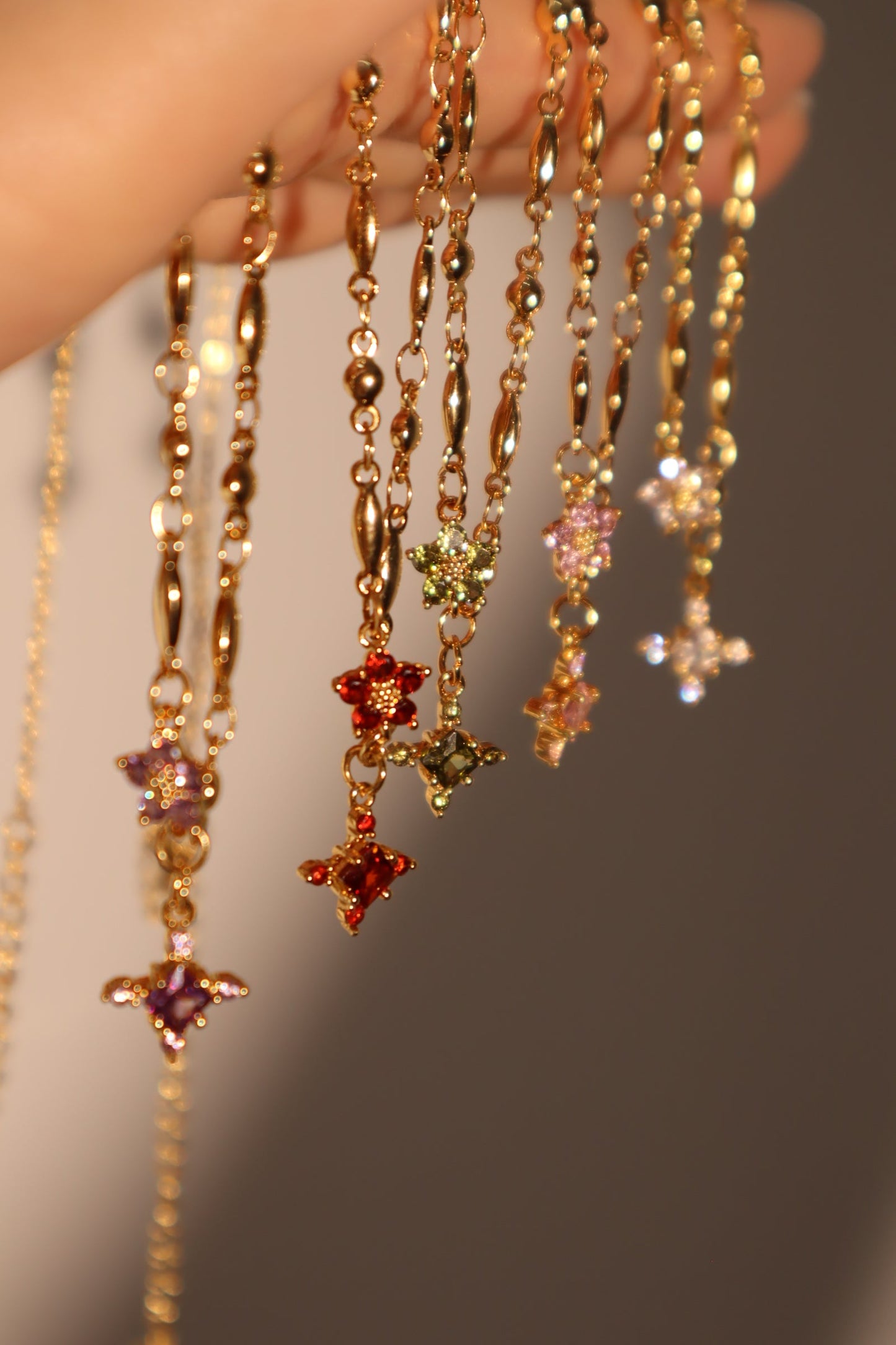 18K Real Gold Plated Purple Diamond Cross Necklace