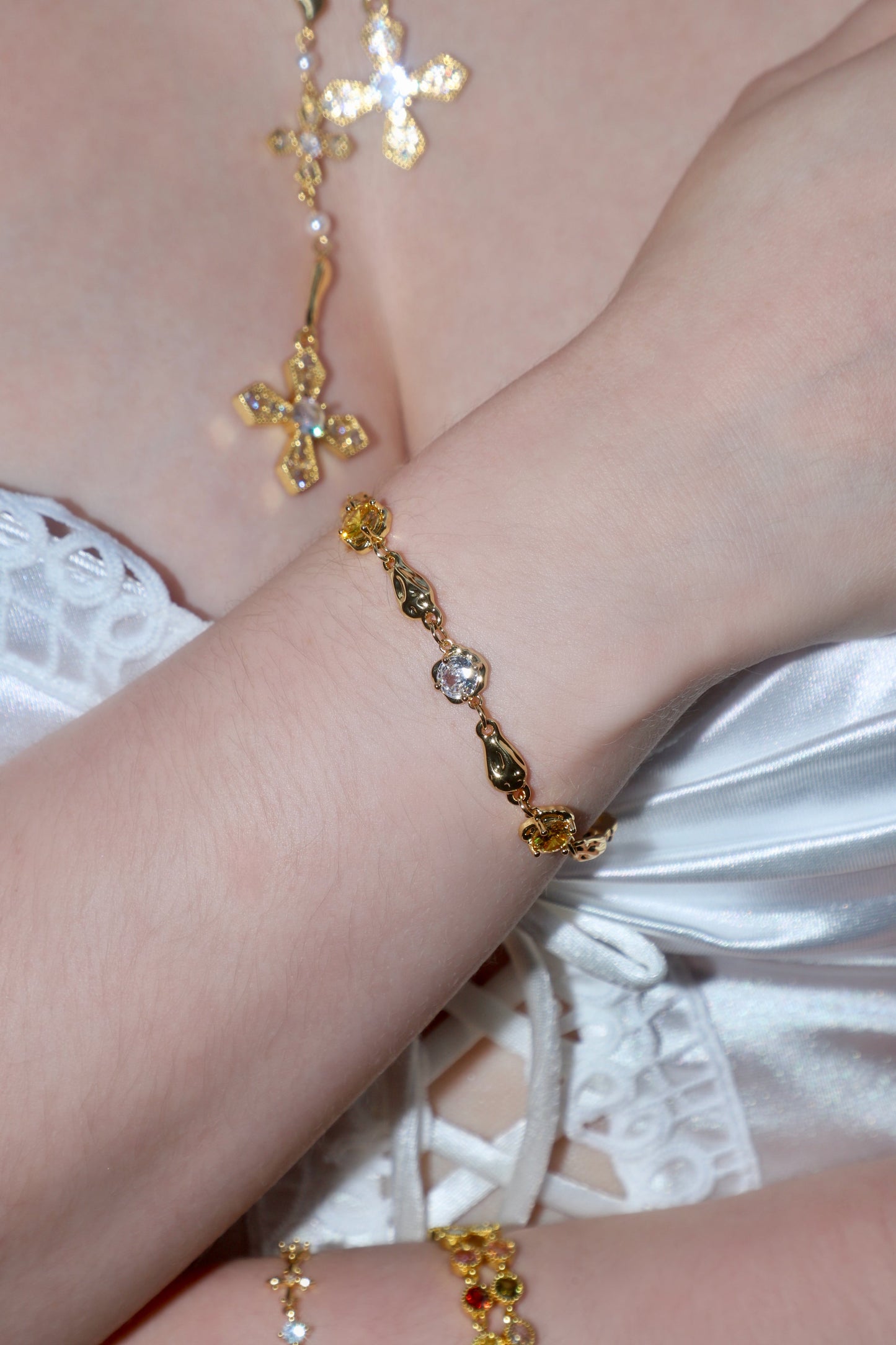 18K Real Gold Plated Citrine Diamond Bracelet