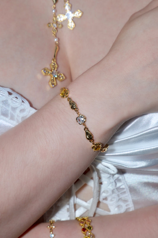 18K Real Gold Plated Citrine Diamond Bracelet