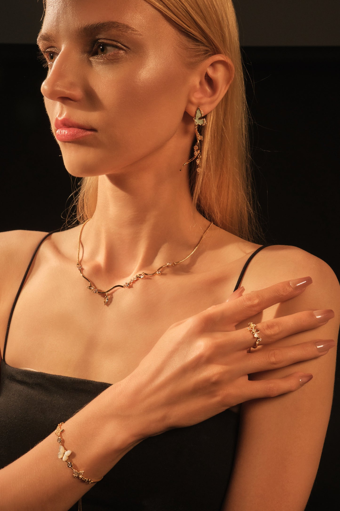 14K Real Gold Plated Natural Shell Butterfly Bracelet