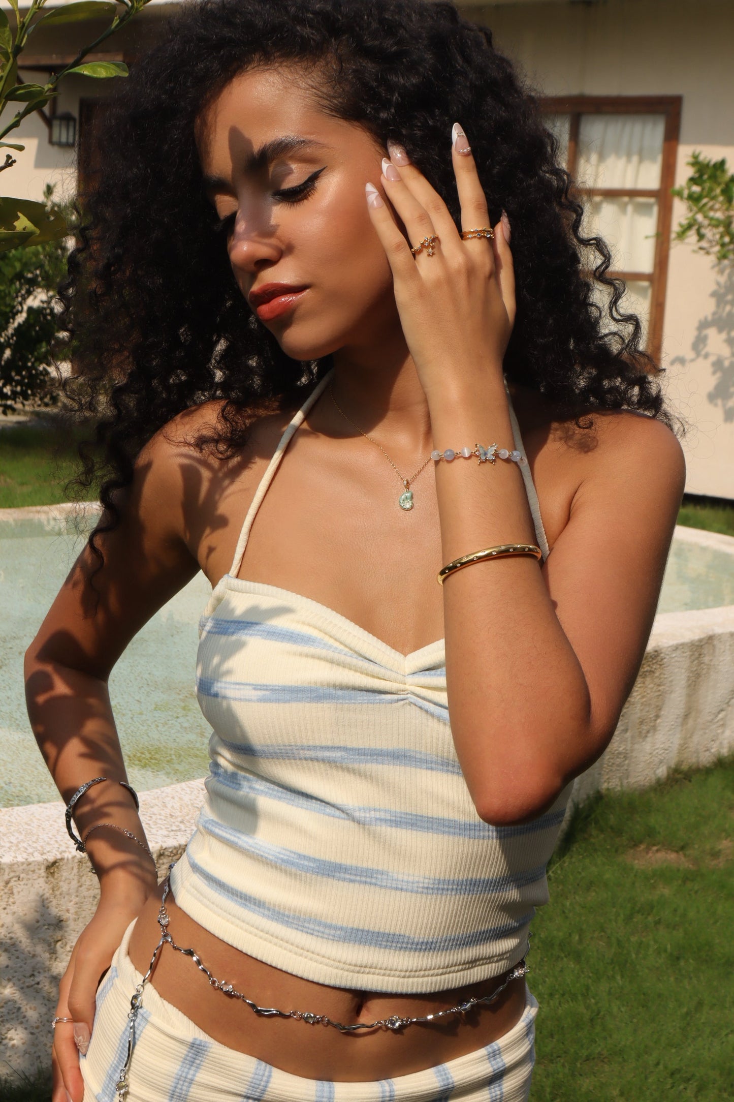 18K Gold Vermeil Blue Conch Necklace