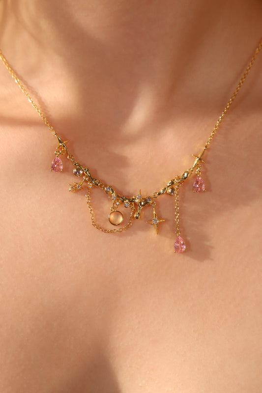 18K Real Gold Plated Color Gypsophila Necklace