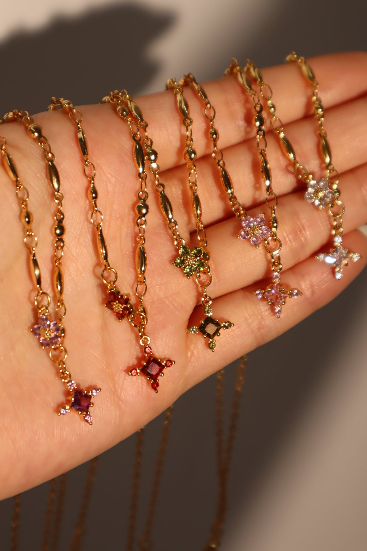 18K Real Gold Plated Green Diamond Cross Necklace