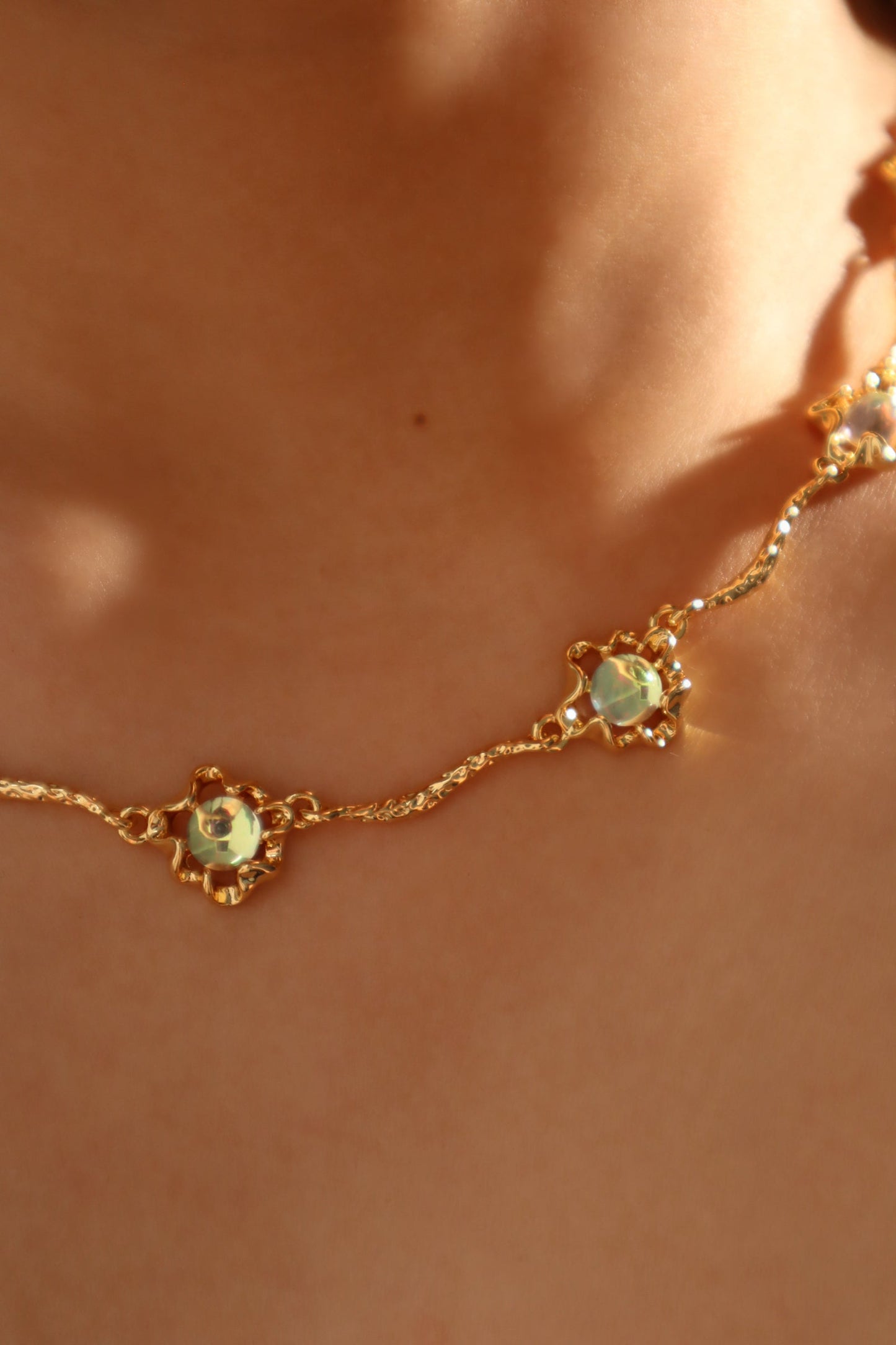 18K Real Gold Plated Multi Opal Necklace