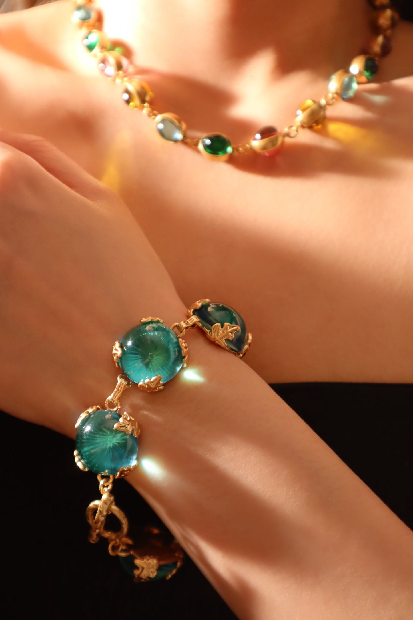 Real Gold Plated Blue Crystals Bracelet