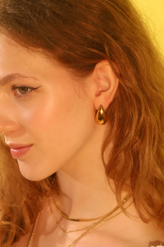18K Gold Stainless Steel Water Droplets Earrings
