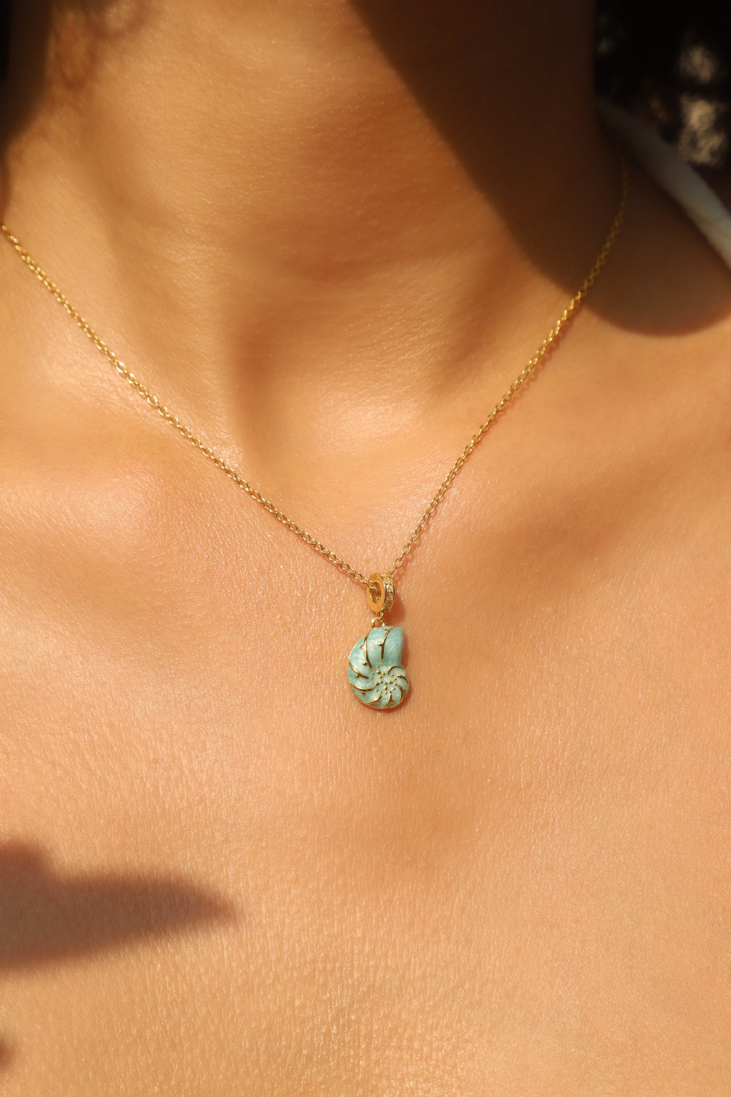18K Gold Vermeil Blue Conch Necklace