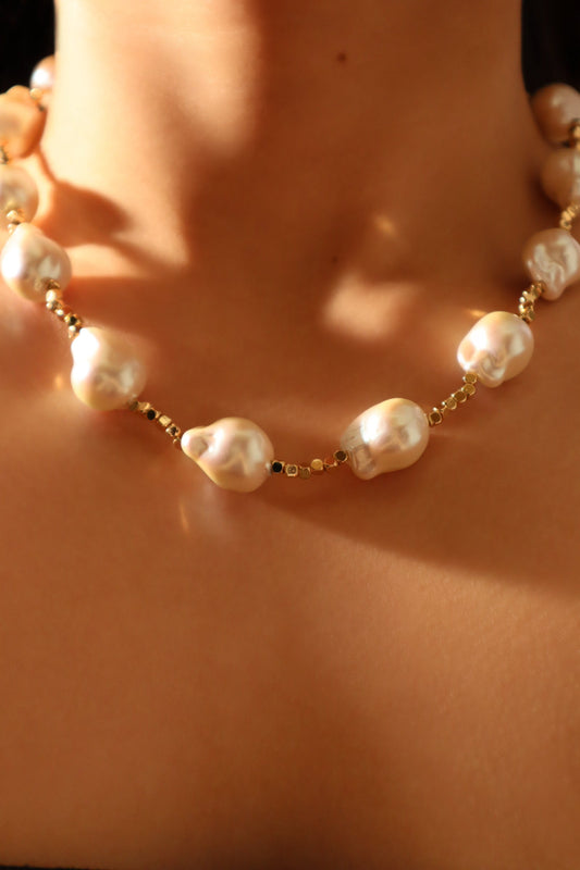 18K Real Gold Plated Multi Baroque Pearls Necklace
