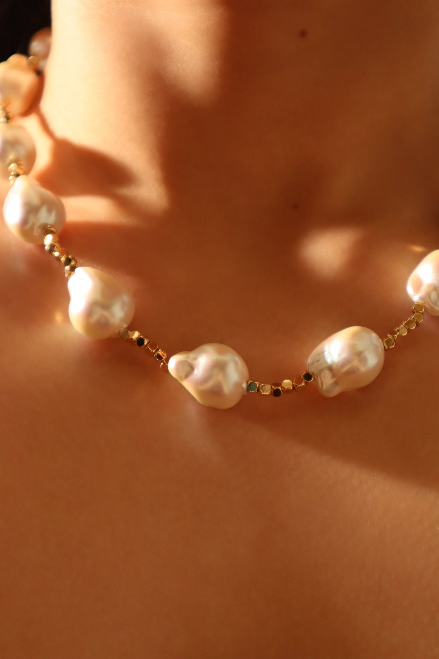 18K Real Gold Plated Multi Baroque Pearls Necklace