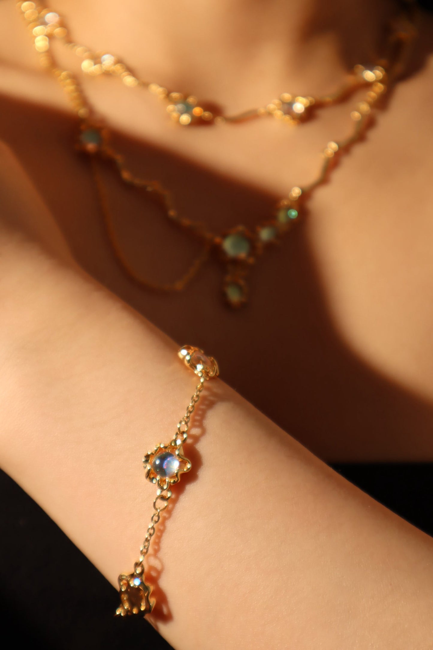 18K Real Gold Plated Multi Opal Bracelet