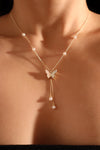 14K Real Gold Plated Butterfly Pearls Necklace