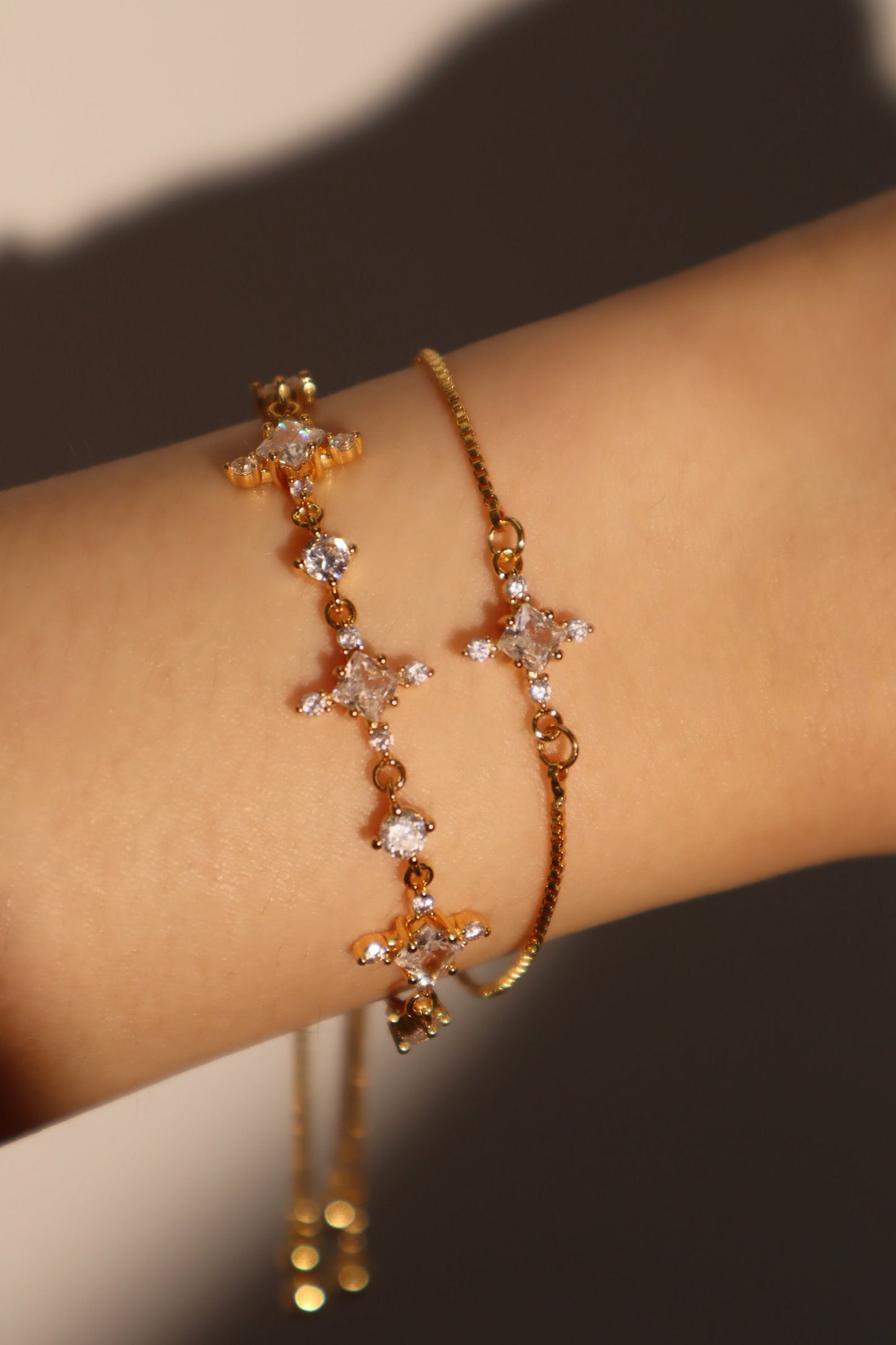 18K Real Gold Plated 3 in 1 Diamond Cross Bracelet