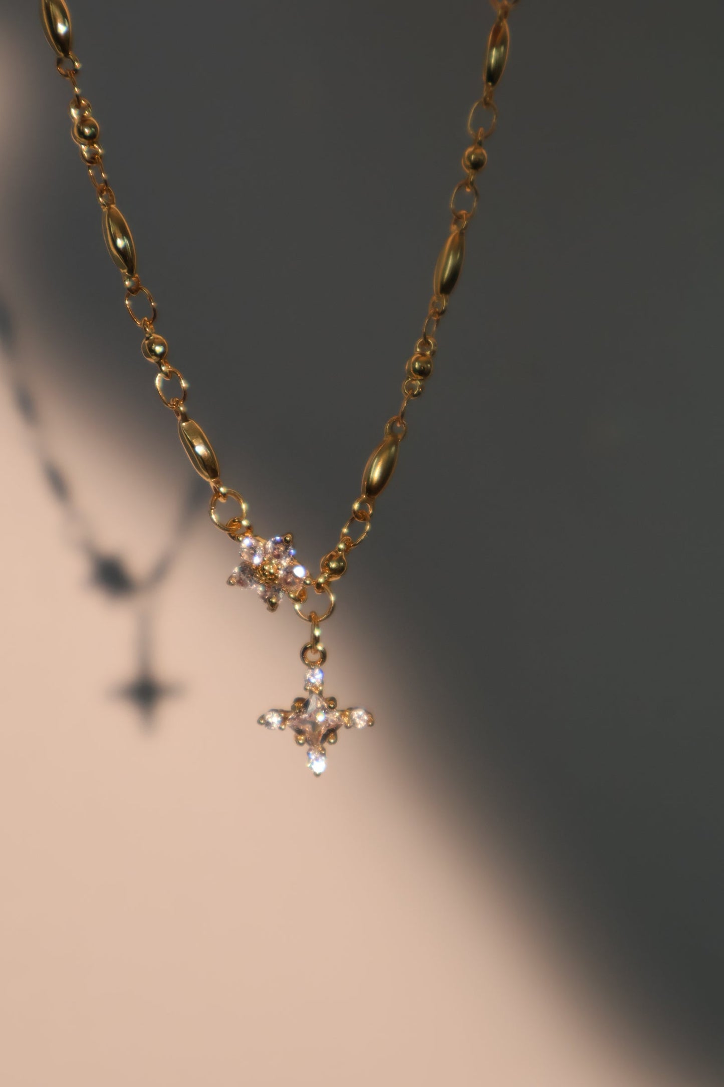 18K Real Gold Plated Diamond Cross Necklace