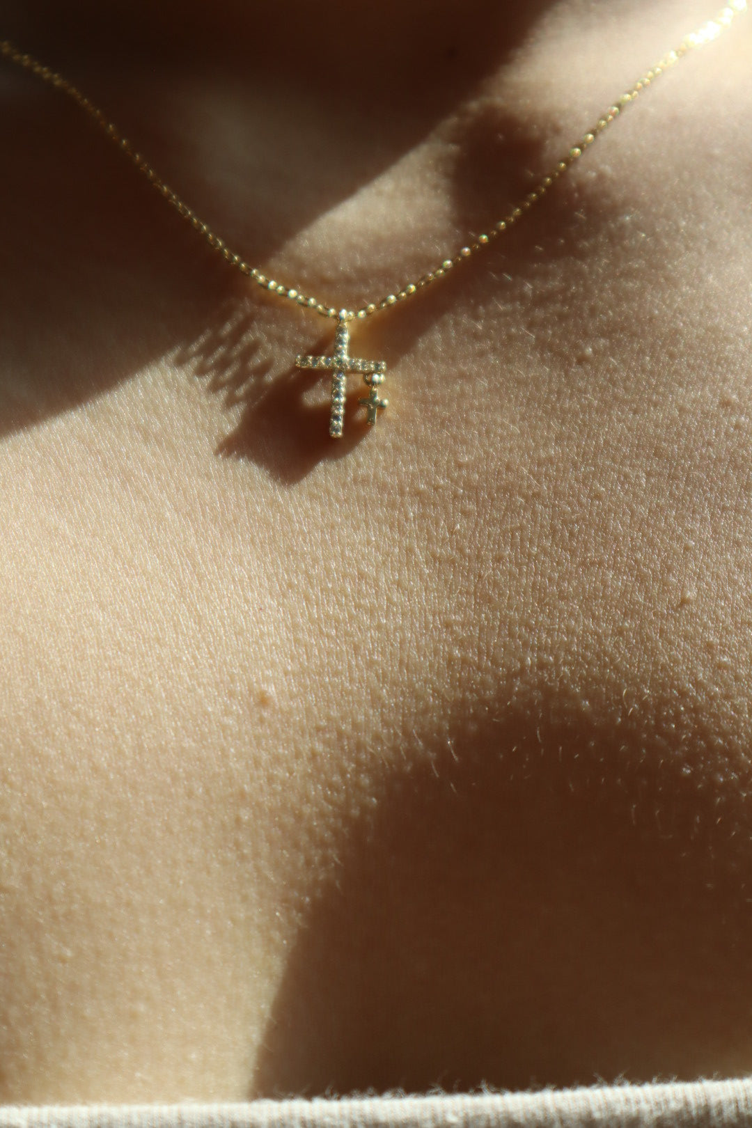 24K Gold Plated Double Gold Cross Necklace