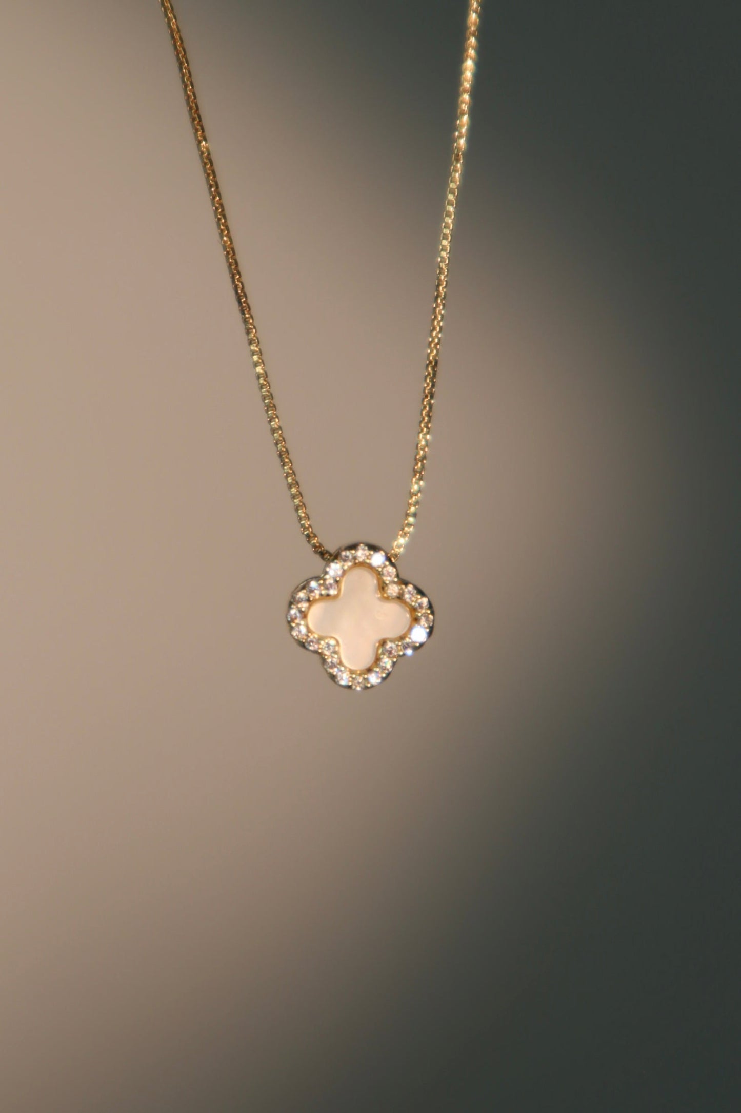 14K Real Gold Plated Diamond Shell Lucky Leaf Necklace