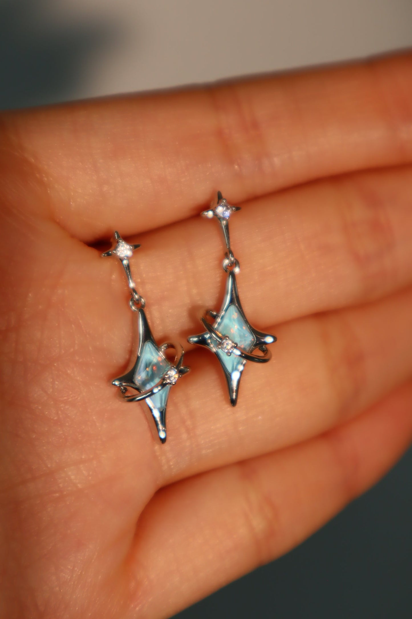 Blue Saturn Star Earrings