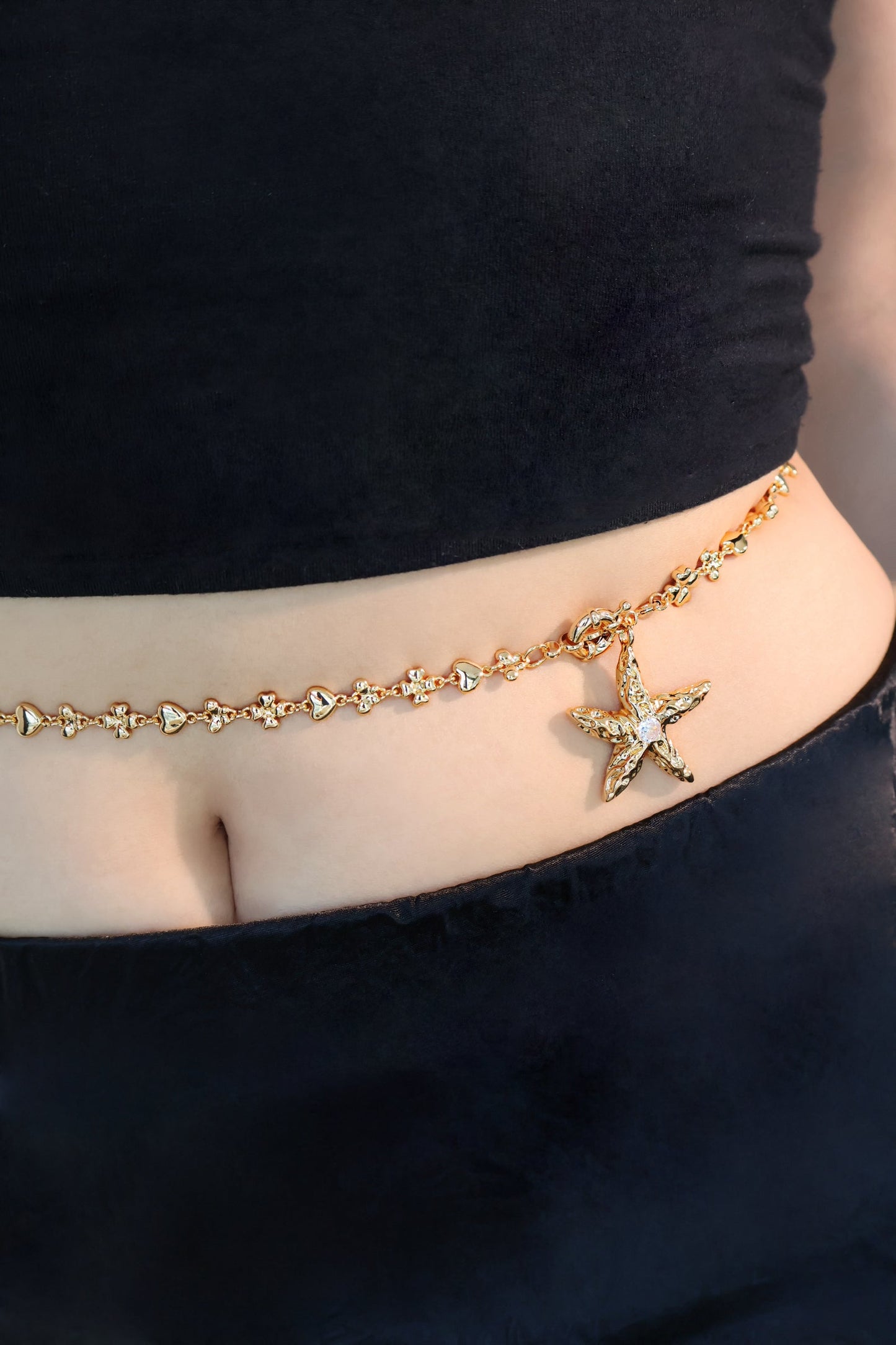 18K Real Gold Plated Diamond Starfish Necklace