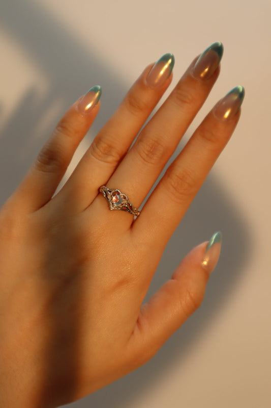 925 Sterling Silver Moonstone Heart Ring