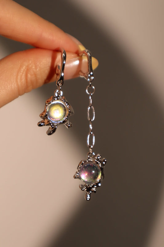 Platinum Plated Opal Dangle Earrings