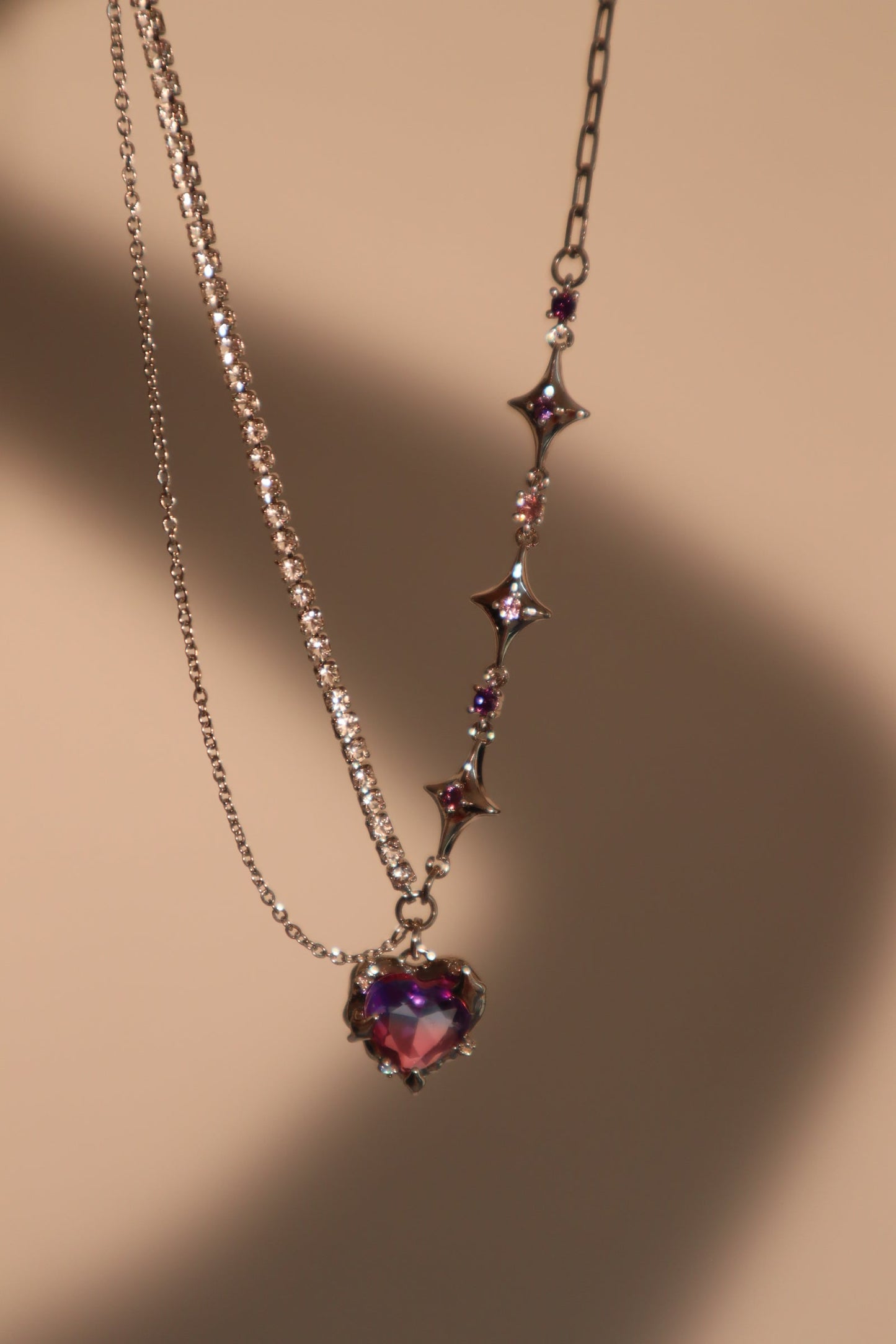 Platinum Plated Gradient Heart Necklace