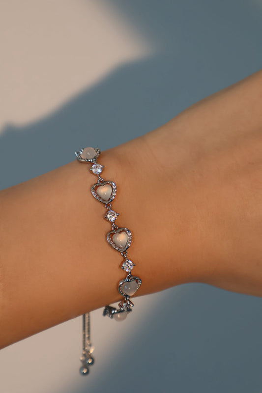 Platinum Plated Moonlight Glowing Heart Bracelet