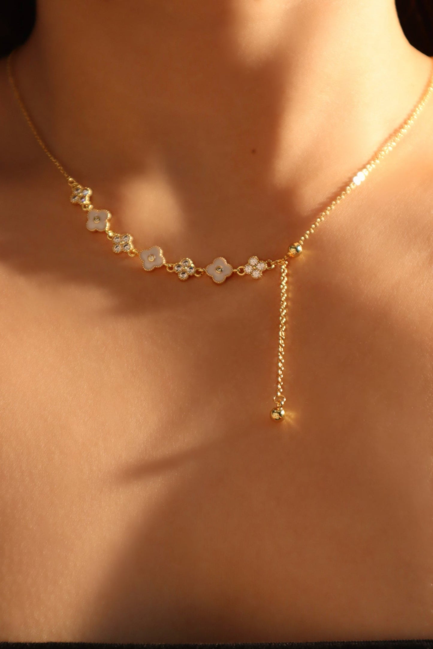18K Real Gold Plated Multi Lucky Leaf Necklace