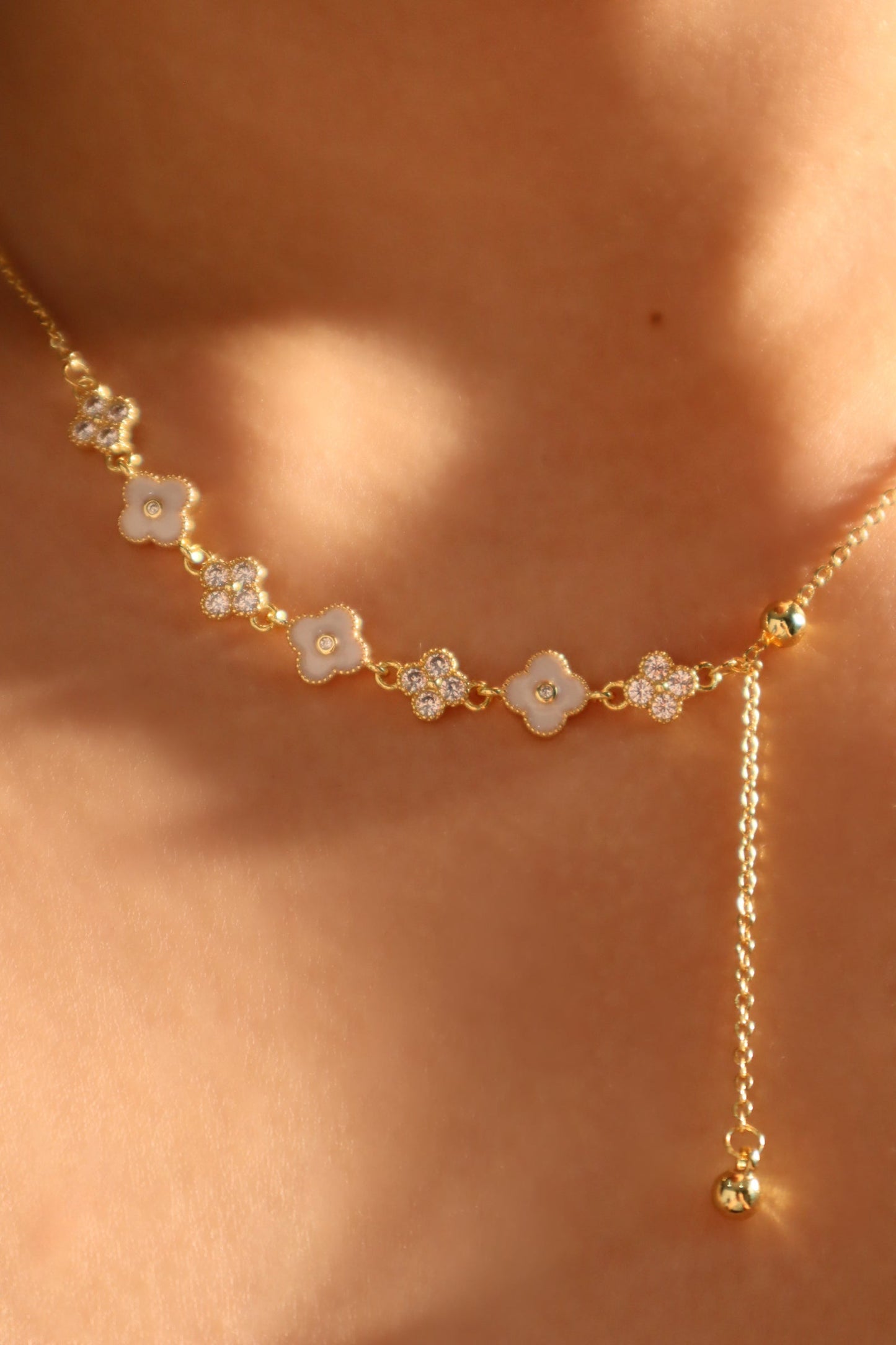 18K Real Gold Plated Multi Lucky Leaf Necklace