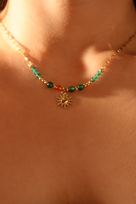 18K Gold Stainless Steel Sun Necklace