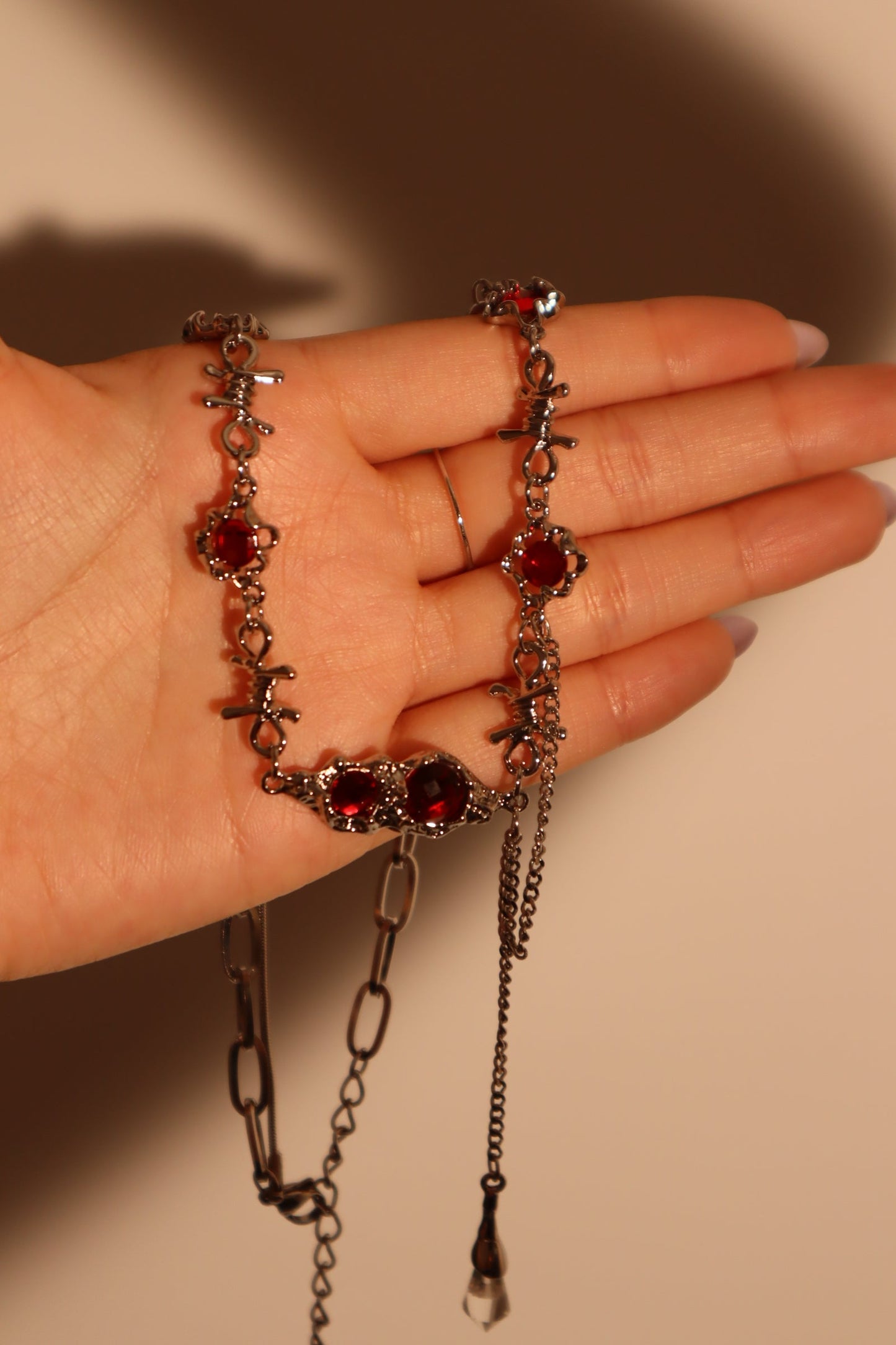 Red Gem Twist Necklace