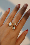 18K Real Gold Plated 3 in 1 Gemstones Ring
