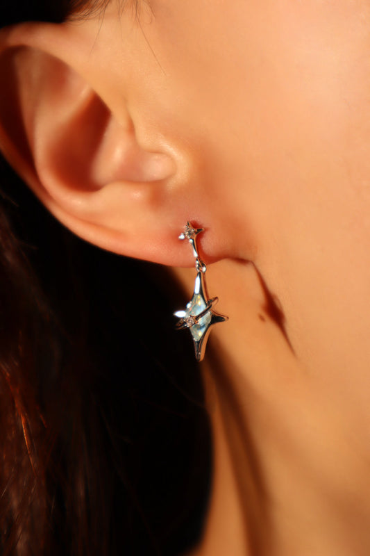 Blue Saturn Star Earrings