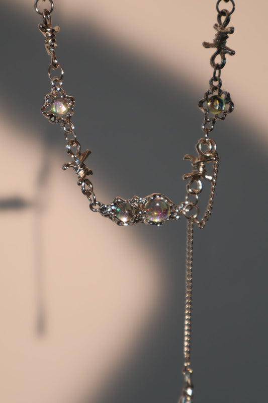 Platinum Plated Opal Twist Necklace