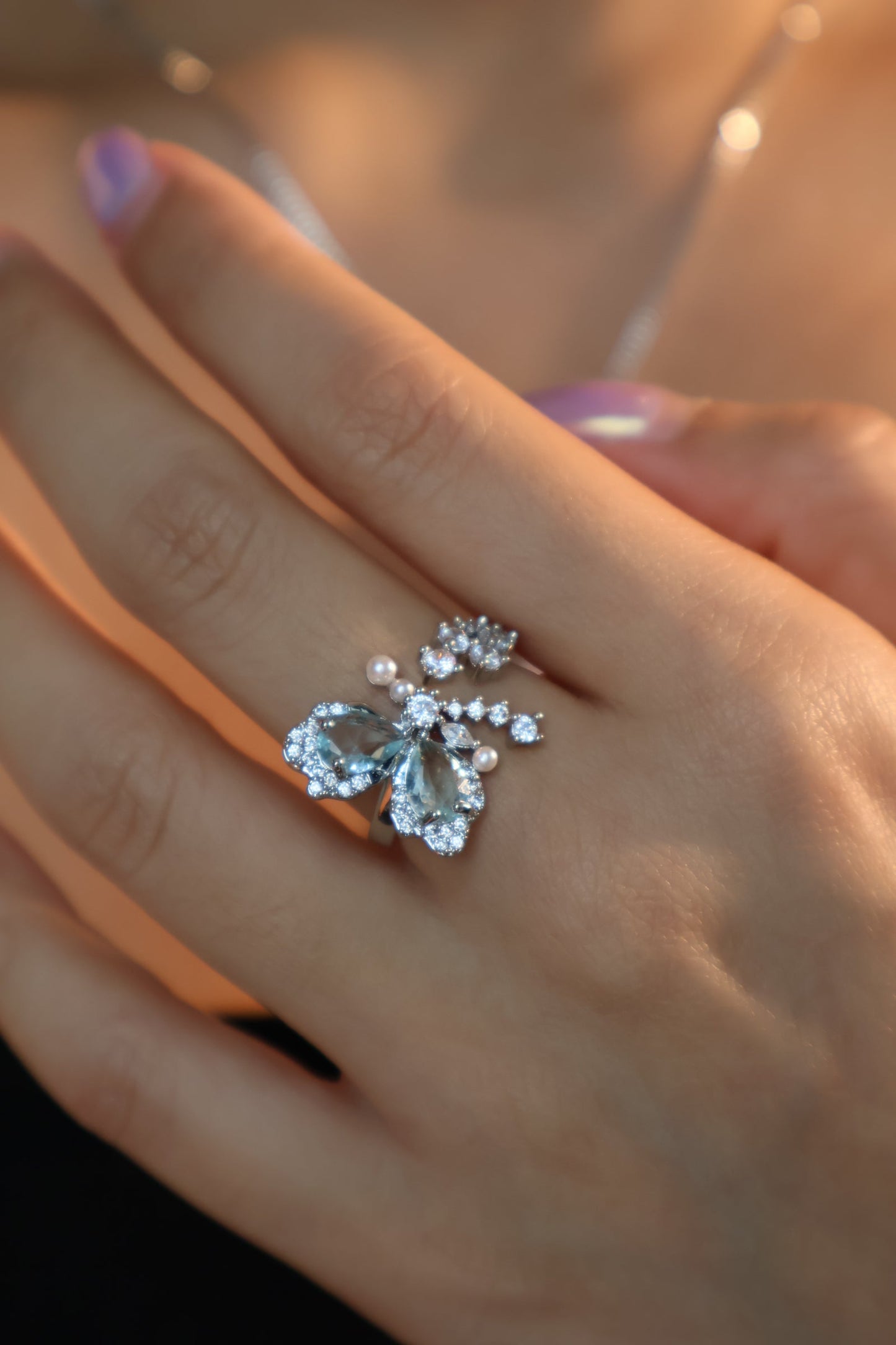 Blue Gem Butterfly Ring