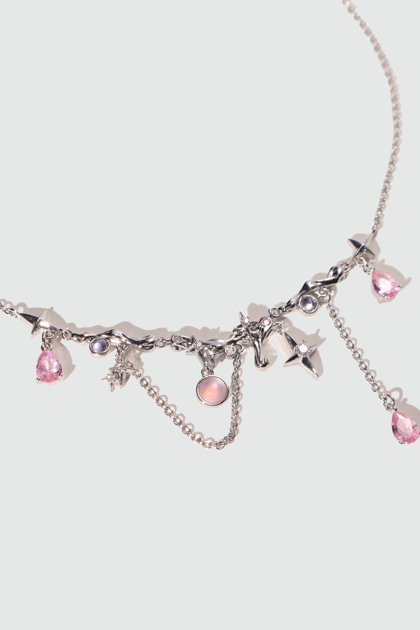 Platinum Plated Color Gypsophila Necklace