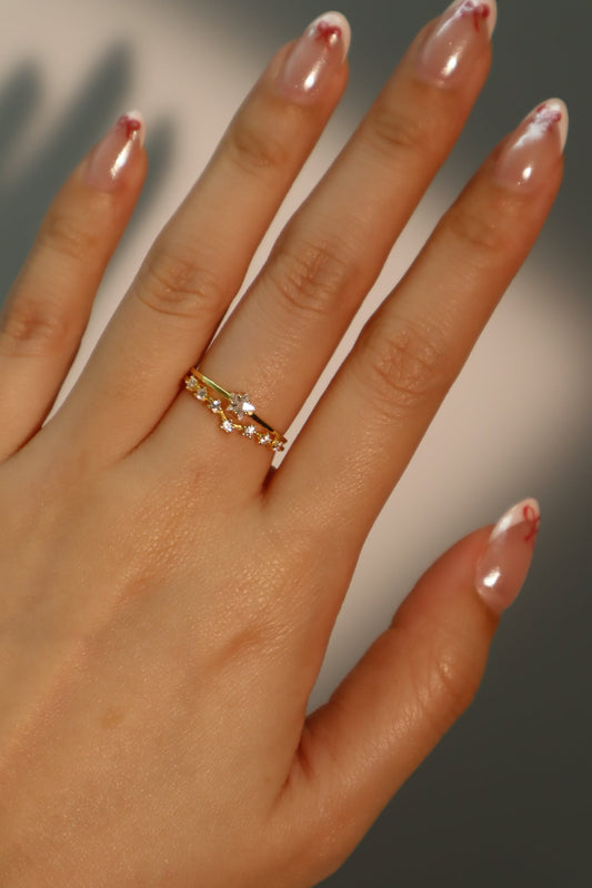 18K Gold Vermeil Diamond Star Ring
