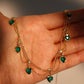 14K Real Gold Plated Double Layer Green Heart Necklace