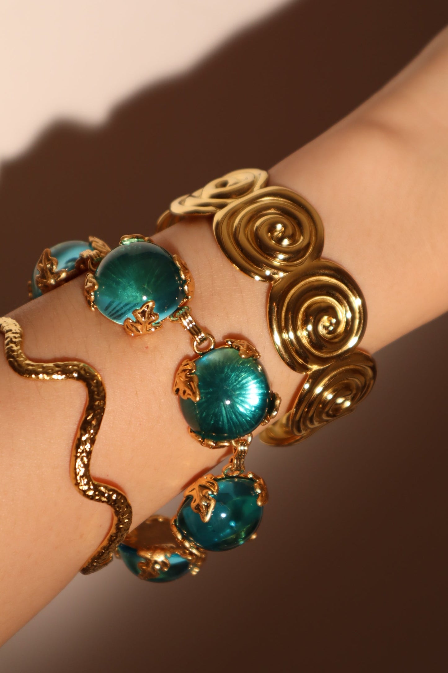 18K Gold Stainless Steel Wave Bracelet