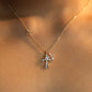 14K Real Gold Plated Double Diamond Cross Necklace