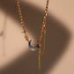 18K Real Gold Plated Moonstone Moon Star Chain Necklace