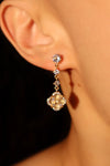 18K Real Gold Plated Lucky Leaf Shell Pearls Earrings
