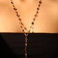 Gold Plated Color Gem Layering Long Necklace (Waist Chain)