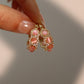 14K Real Gold Plated Pink Opal Hoop Earrings