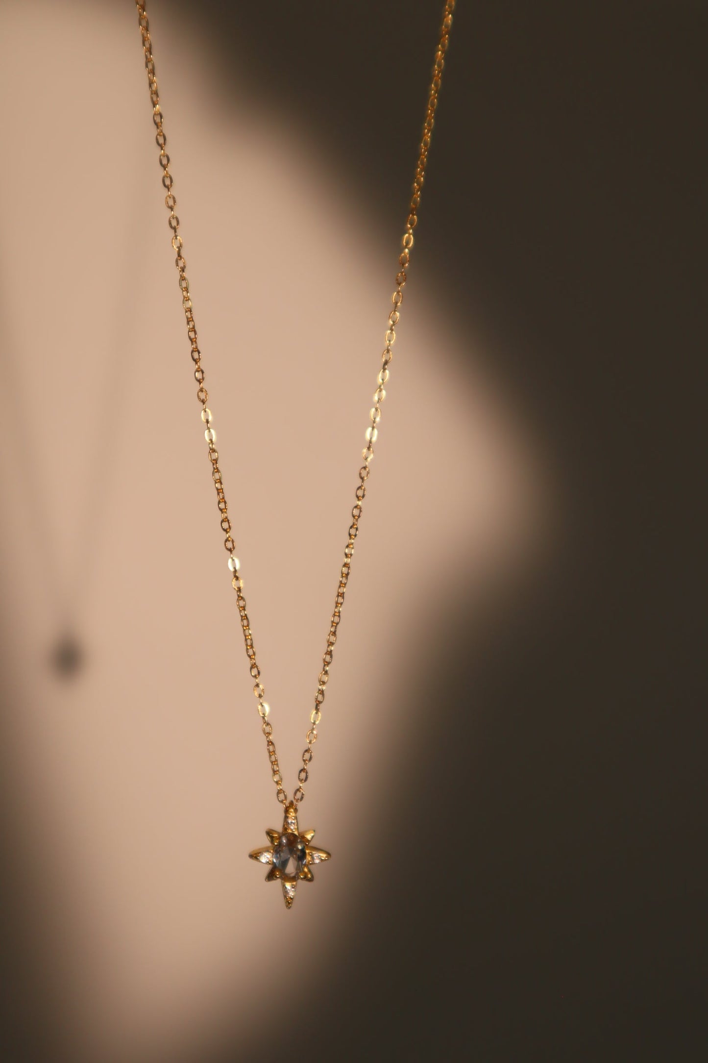18K Gold Vermeil Blue Gem Pole Star Necklace