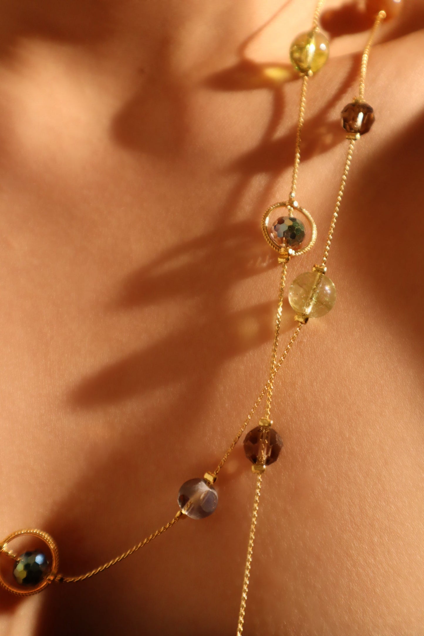 Gold Plated Color Gem Saturn Layer Necklace