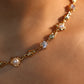 18K Real Gold Plated Multi Diamond Pearl Necklace