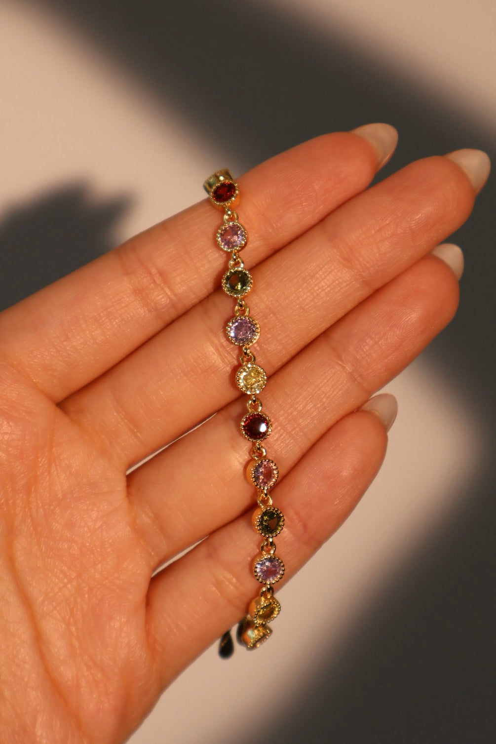 18K Real Gold Plated Multi Color Gemstones Bracelet