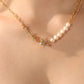 18K Real Gold Plated Diamond Saturn Star Pearl Necklace